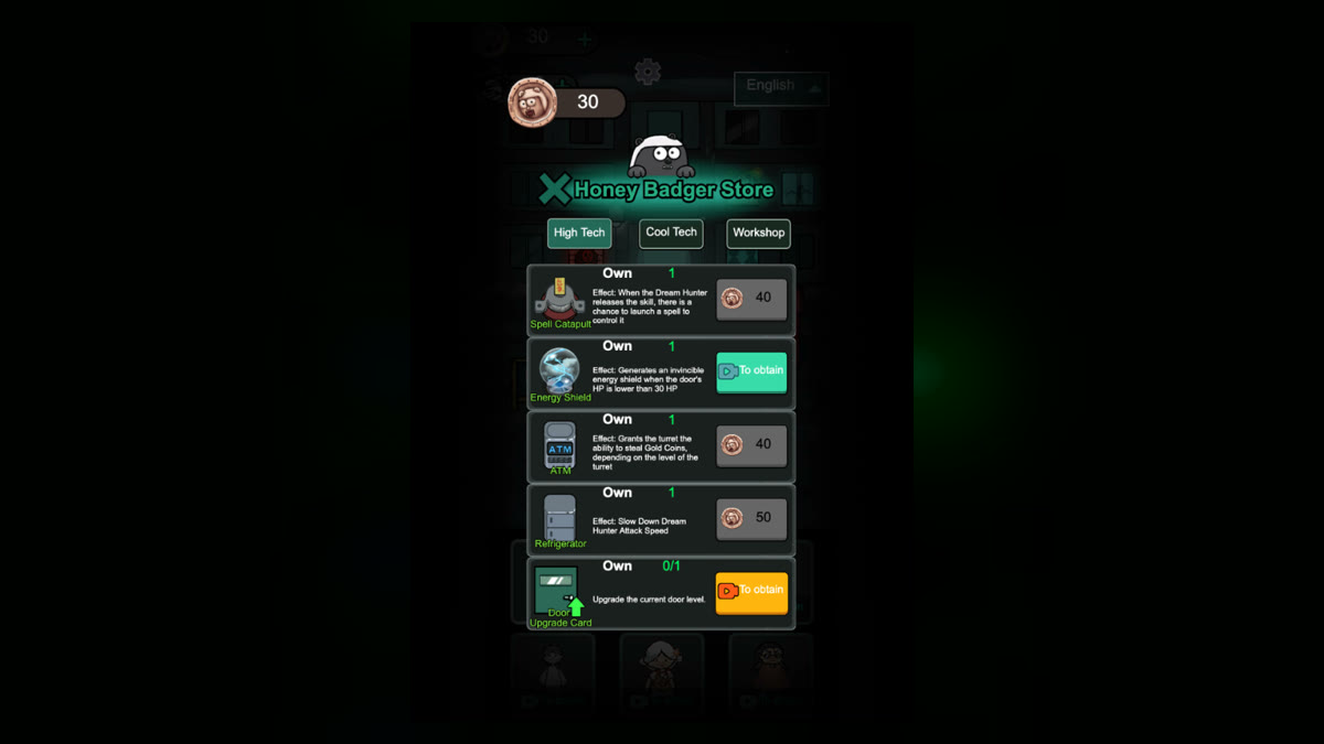 Honey Badger Store High Tech page