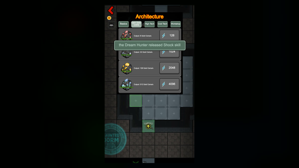 A combat alert over the mine menu