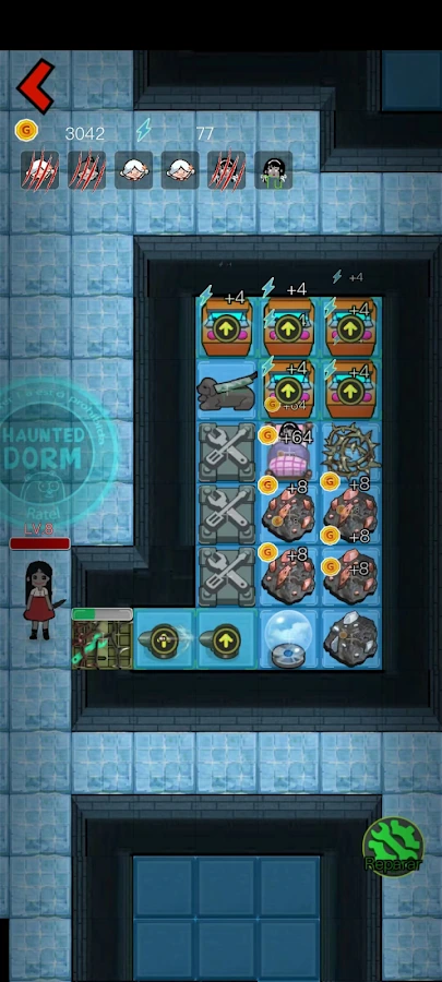Haunted Dorm room with upgraded beds, mines, repair benches and defenses